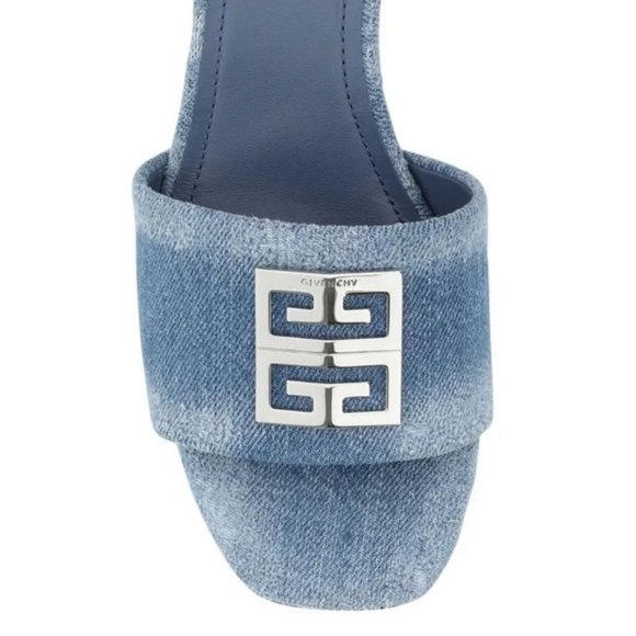 Givenchy 4G Block Heel Slide Sandal Mule Denim Blue Italy Sz.38.5 - Picture 3 of 11